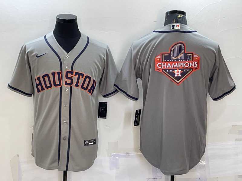 Mens Houston Astros Grey Champions Big Logo Stitched MLB Cool Base Nike Jersey->houston astros->MLB Jersey